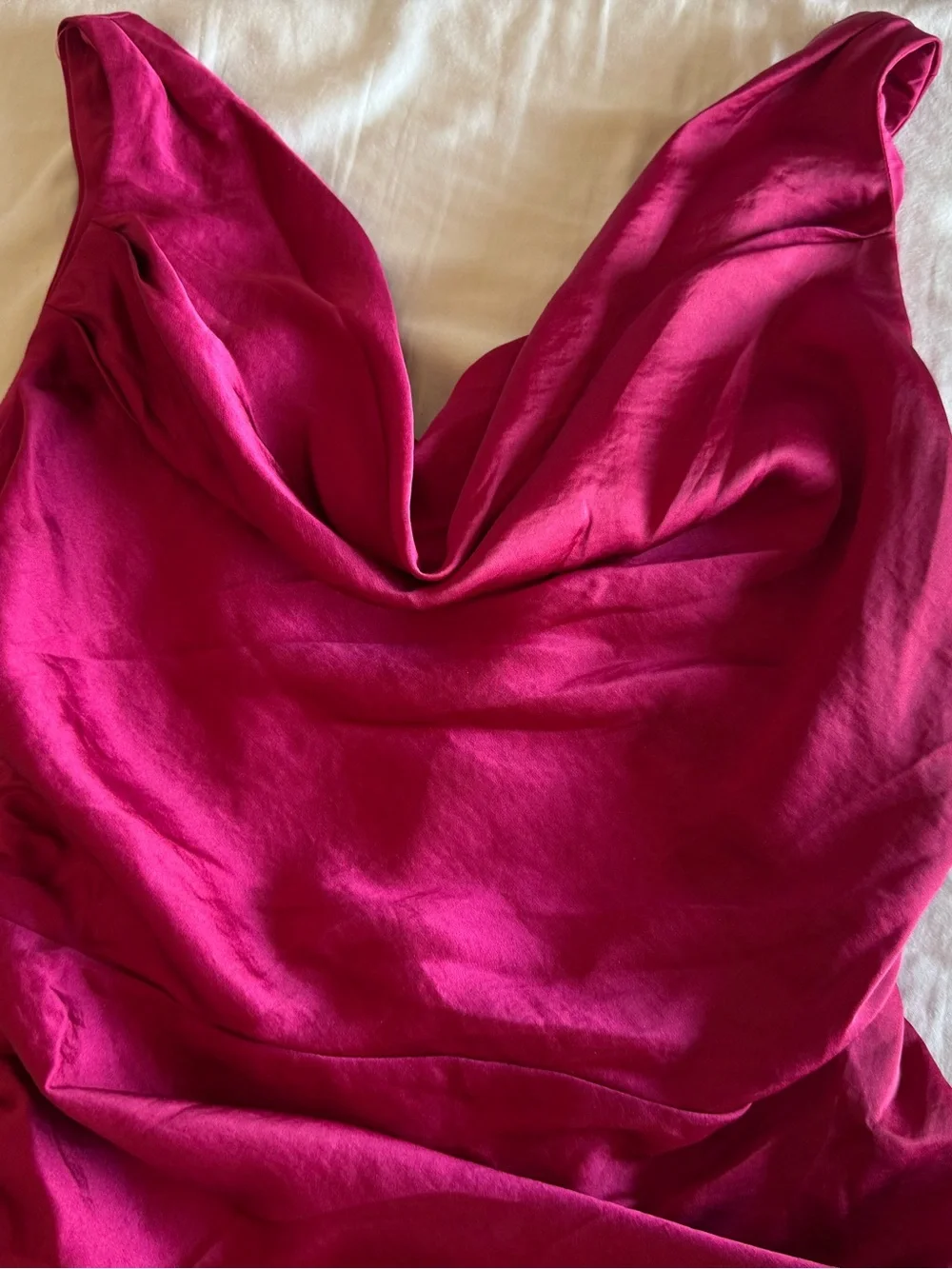 Abercrombie & Fitch Satin Cowl Neck Maxi Dress Pink Front Slit Sleeveless MP New